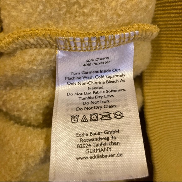 EDDIE BAUER mustard heavy hooded sweatshirt, size M - Picture 5 of 7